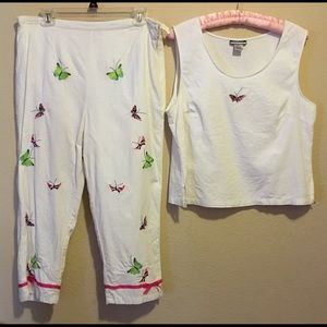 LESLIE FAY DRESSES blouse/Capri pant set